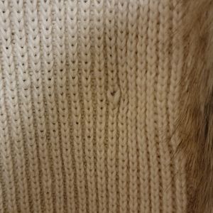 Vintage America Jeans Cream and brown vest with faux fur. NWOT